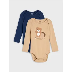 Sinsay - Pamučni bodi sa printom životinja 2 pack - BEŽ