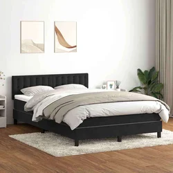 vidaXL Box spring postelja z vzmetnico črna 160x210 cm žamet
