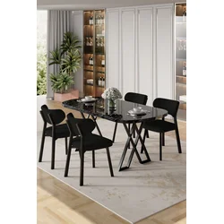 Hanah Home Trpezarijski set, 5 komada, Crni