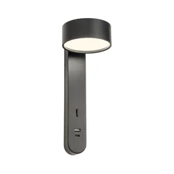 Redo 01-4643 - LED zidna svetiljka SADES LED/6W/230V CRI 90 USB, crna