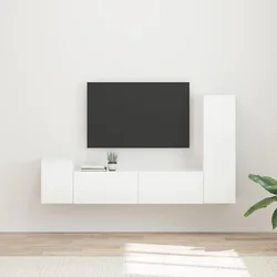 Set TV komoda Zidne 4 pcs Visoki sjaj bijela Konstruirano drvo