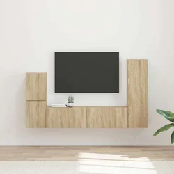 Set TV komoda Zidne 4 pcs Sonoma hrast Konstruirano drvo