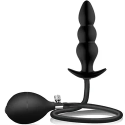 Adam i Eva Naduvavajući analni butt plug, Podesivi, Crni
