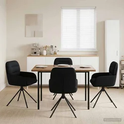 Okretne blagovaonske stolice 4 pcs Umjetna koža Crna