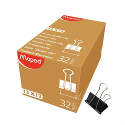 Maped - Spenjalke za papir binder Maped, črne, 32 mm, 12 kosov