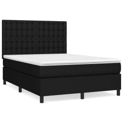 Vidaxl Box spring posteljni z vzmetnico črn 140x190 cm blago