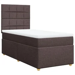 Vidaxl Box spring postelja z vzmetnico temno rjav 90x190 cm blago