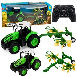 Daljinsko upravljani kmetijski traktor z grabljami RC Luči 1:24