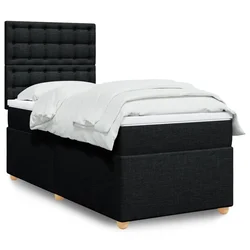 vidaXL Box spring postelja z vzmetnico črn 90x190 cm blago