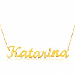 14K zlatna prilagodljiva ogrlica sa imenom Katarina, fini sjajni lančić