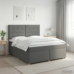 Postelja boxspring z vzmetnico Temno siva 140 x 190 cm Blago