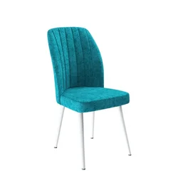 Hanah Home set trpezarijskih stolica Platinum 2 kom, tirkizna tkanina Jerry, bele metalne noge