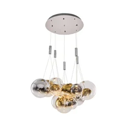 LED luster na sajli ENNA 15xG9/5W/230V 3000K zadimljena/zlatna