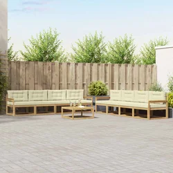 Set vanjskih sofa 9 pcs Bijela i krem 79 x 79 x 37 cm Poliester