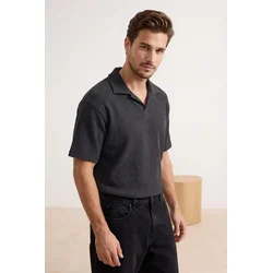 Trendyol Muška majica Tmnss25Po00045, Crna