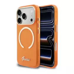 Maska Guess IML Script Metal MagSafe za iPhone 17 Pro narandzasta