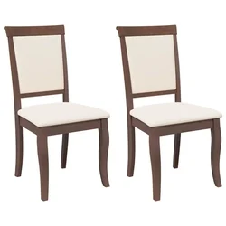 Vidaxl Jedilni stoli z blazinami 2 kosa Brown Solid Wood Rubber