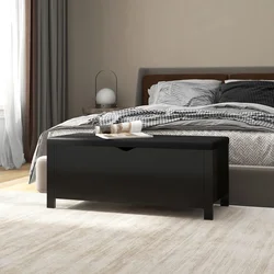 Kutija za pohranu s jastukom crna 105x40x45cm konstruirano drvo