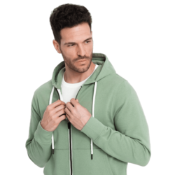 OMBRE Moška jopa s kapuco BASIC zelena MDN125423 XL