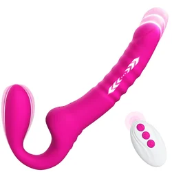 SuperLove Thrusting & Vibrating Strapless Strap-On with Remote Pink