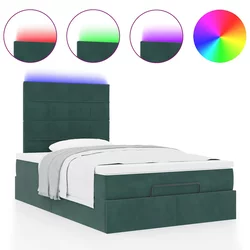 Otomanski krevet s madracima&LED tamnozeleni 120x200cm baršun