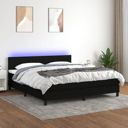 Vidaxl Box spring postelja z vzmetnico LED črna 160x200 cm blago