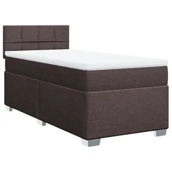Vidaxl Box spring postelja z vzmetnico temno rjava 100x200 cm blago