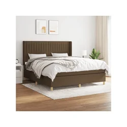 Den Box spring postelja z vzmetnico temno rjava 180x200 cm blago