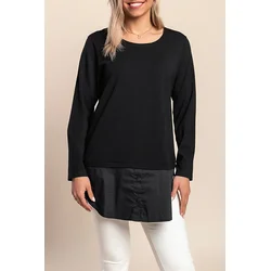 Plus size tunika z dolgimi rokavi, črna