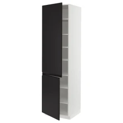 METOD Visoki element s policama/2 vrata, bela/Upplöv boja antracita, mat, 60x60x220 cm