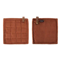 TISECO set kuhinjska prijemalka Velmar, 20x20 cm, bombaž, opečnata, 2 kos