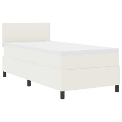Vidaxl LED Box Spring Postelja z vzglavjem Krema in bela 80 x 200 cm