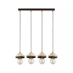 Luster na sajli MIKO 4xE27/15W/230V crna/bež