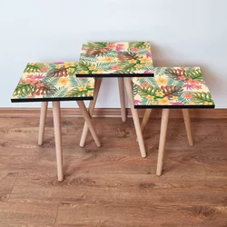 Hanah Home Set klub stočića 3Shp355, 3 komada, Braon