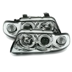 OEM Kristalni farovi Angel Eyes Audi A4 (95-98), Hrom