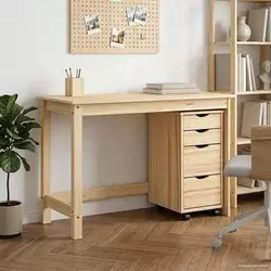 vidaXL Miza in premična omarica MOSS 2 pcs Rjava