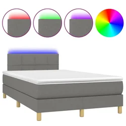 Vidaxl Box spring postelja z vzmetnico LED temno siva 120x190 cm blago