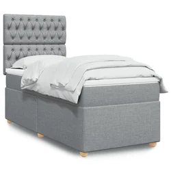 vidaXL Box spring postelja z vzmetnico svetlo siva 90x190 cm blago