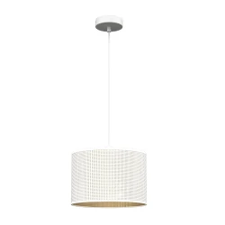 Luster na sajli LOFT SHADE 1xE27/60W/230V prečnik 25 cm bela/zlatna
