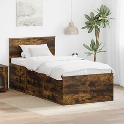 Krevet na dan s ladicama Dimnjeni hrast i crna 90 x 190 cm