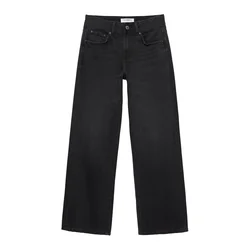 Pull&Bear Kavbojke črn denim