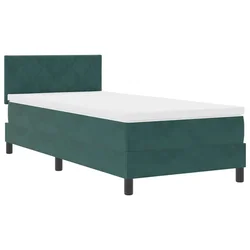 Vidaxl LED Box Spring Postelja Temno zelena 100 x 200 cm Žamet