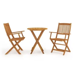 3-dijelni sklopivi bistro set od masivnog bagremovog drva