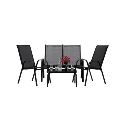 CHOMIK Set baštenskog nameštaja sa stočIćem - crni NEO6397