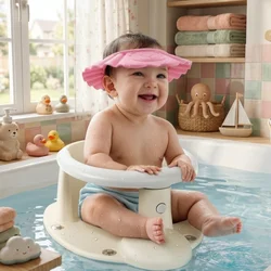 Set za kupanje bebe – Dolu sedište bež + Canpol štitnik roze