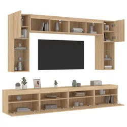 8-dijelni set zidnih TV ormarića LED boja hrasta sonome