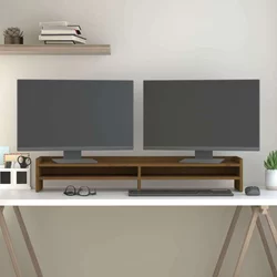 Stalak za monitor boja meda 100x24x16 cm od masivne borovine