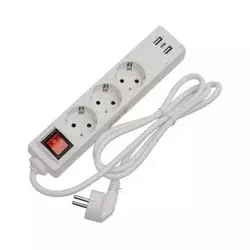 Produžni kabl sa prekidačem 3Z+2xUSB-A+1xUSB-C 1,5m SCHUKO bela