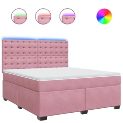 Vidaxl Box spring postelja z vzmetnico roza 180x200 cm žamet