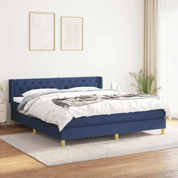 Greatstore Box spring postelja z vzmetnico modra 160x200 cm blago